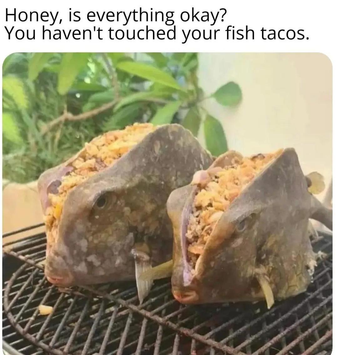 Honey is everything okay You havent touched your fish tacos