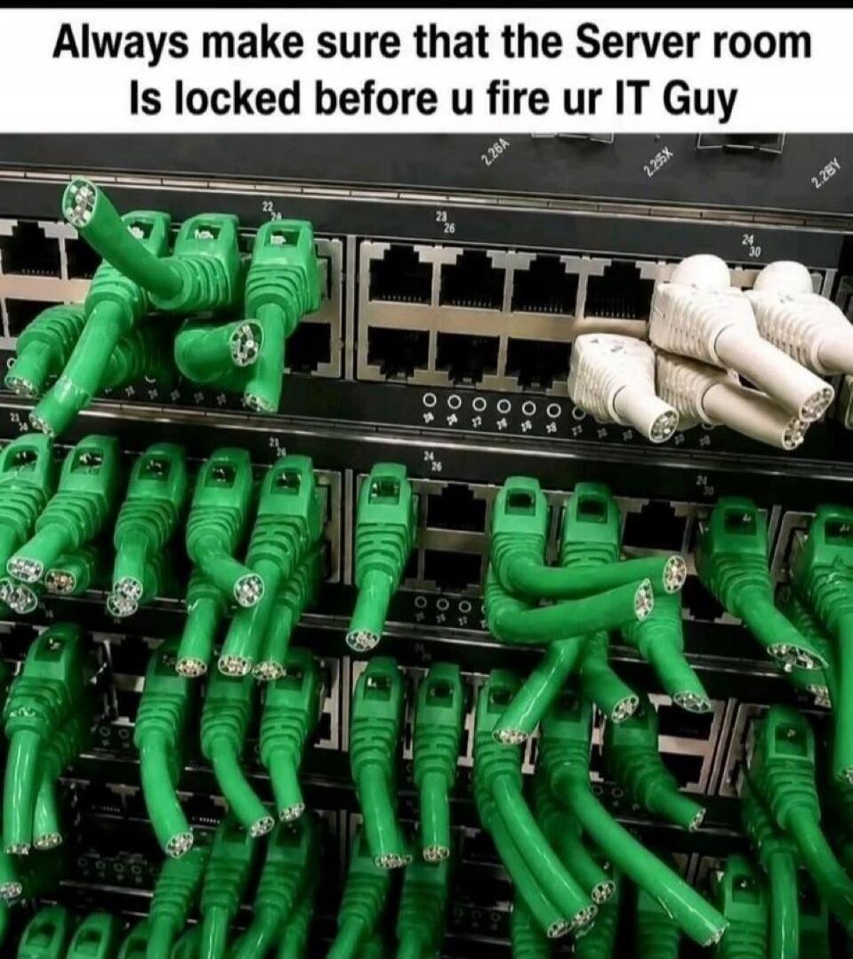 Always make sure that the Server room Is locked before u fire ur IT Guy