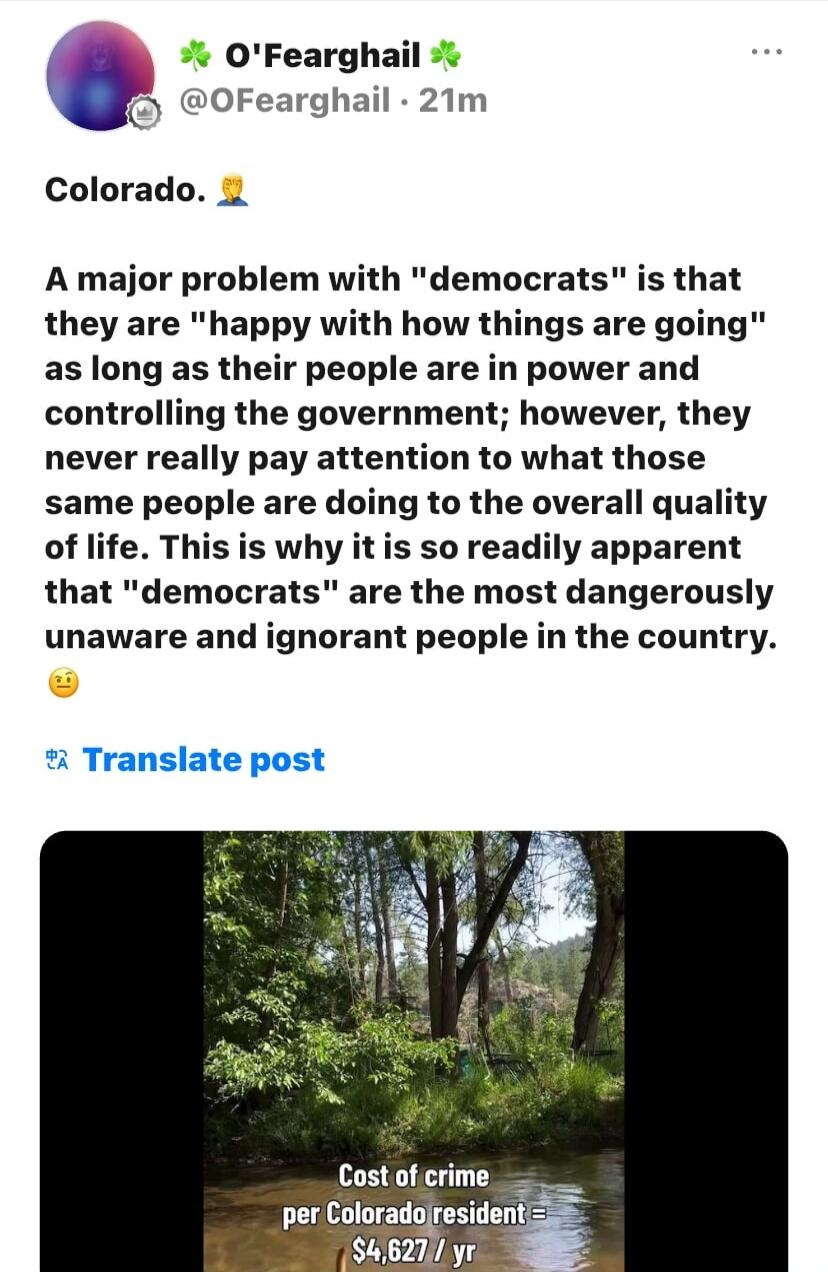 Colorado. A major problem with 
