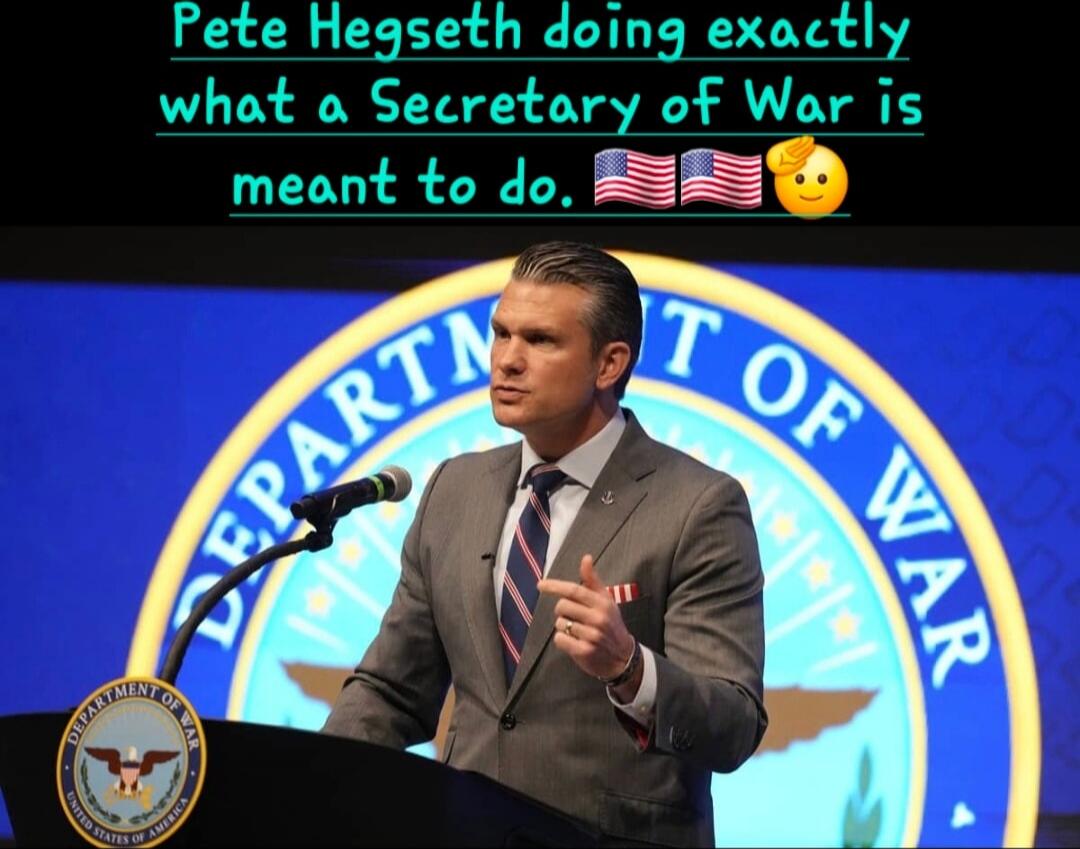 Pete Hegseth doing exactly what a Secretary of War is meant to do. 🇺🇸😊