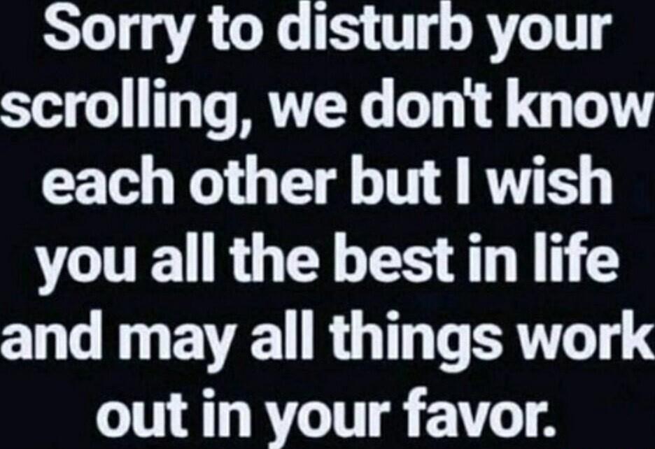 Sorry to disturb your Tot o T Te PRVTTYG Ty 1 Tl each other but wish you all the best in life C GV R GT TR out in your favor