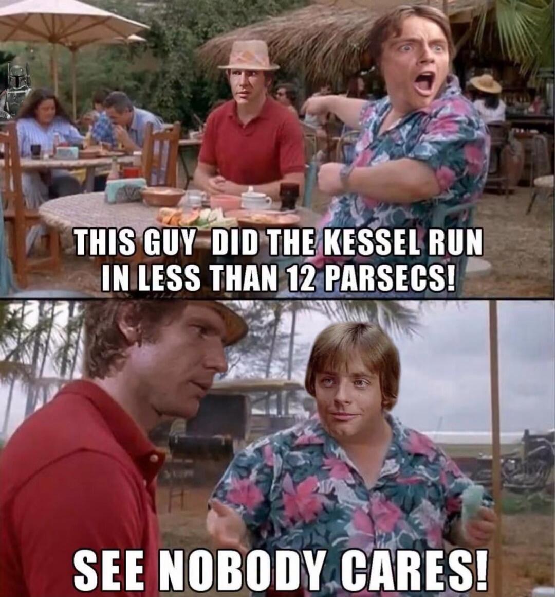 THIS GUY DID THE KESSEL RUN IN LESS THAN 12 PARSECS! SEE NOBODY CARES!