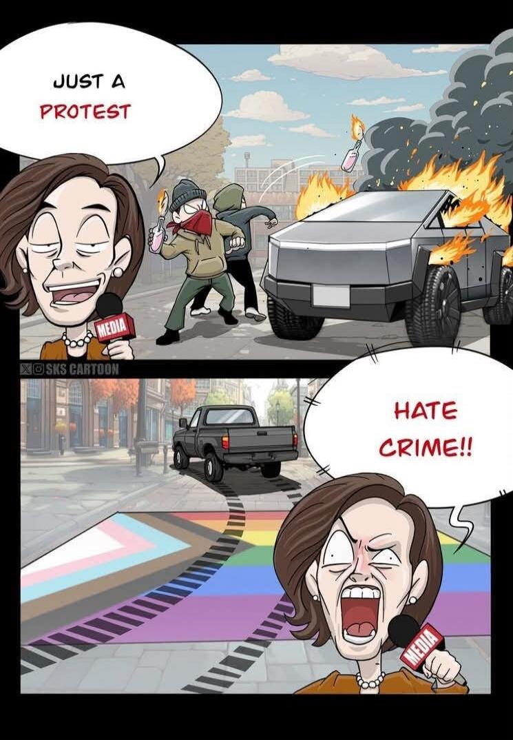 JUST A PROTEST MEDIA HATE CRIME!! SKS CARTOON