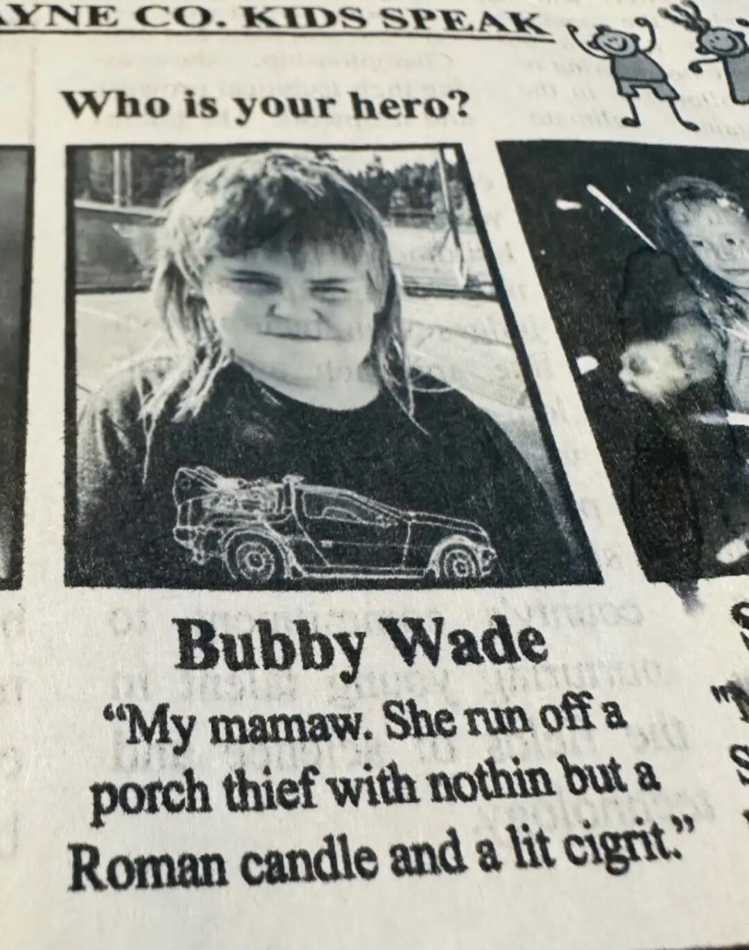 WNE CO KIDS SPREAW Who is your hero 2 et Bubby Wade