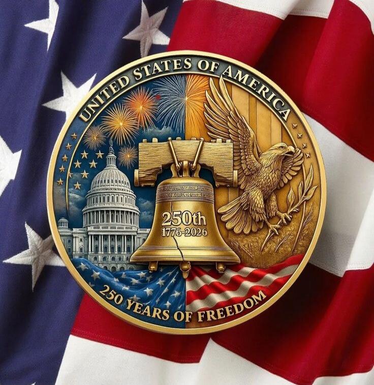 UNITED STATES OF AMERICA
250 YEARS OF FREEDOM
1776-2026
250th 1776-2026
United States Capitol, Liberty Bell, Bald Eagle, American flag