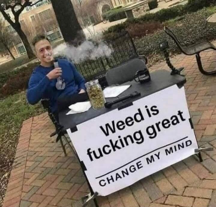 Weed is fucking great. CHANGE MY MIND
