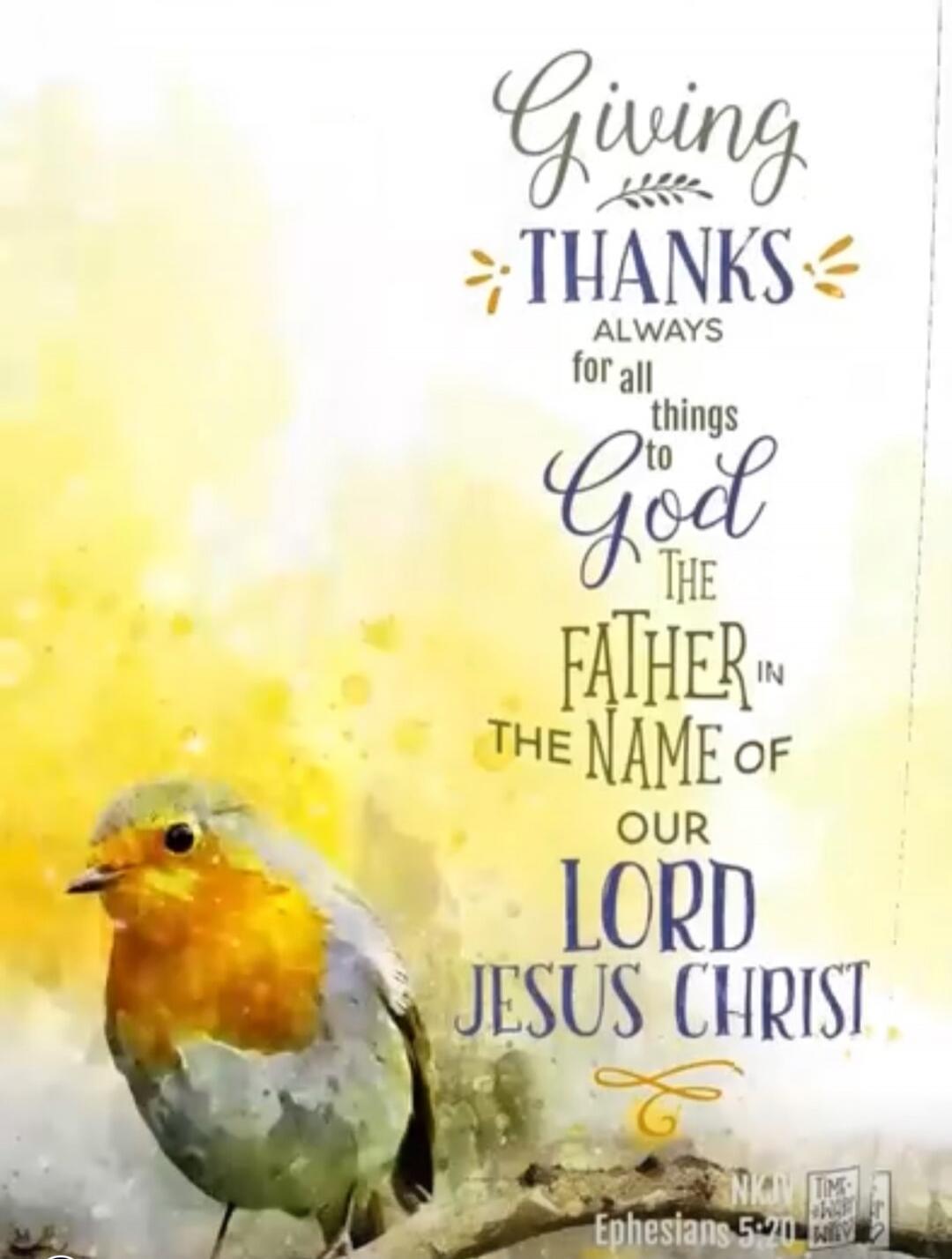 Giving thanks always for all things to God the Father in the name of our Lord Jesus Christ. Ephesians 5:20