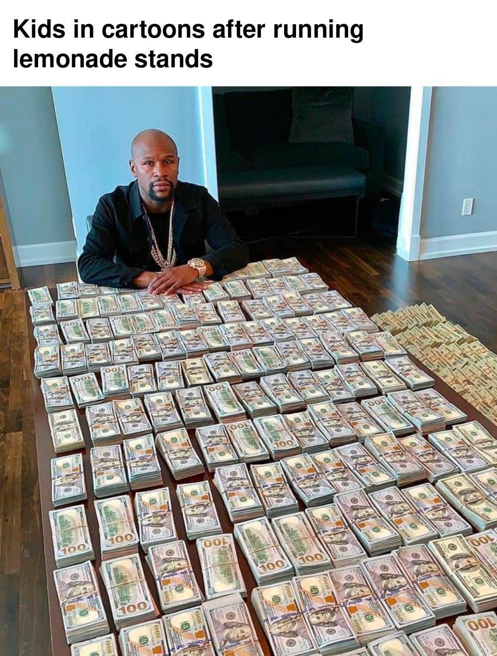 Kids in cartoons after running lemonade stands