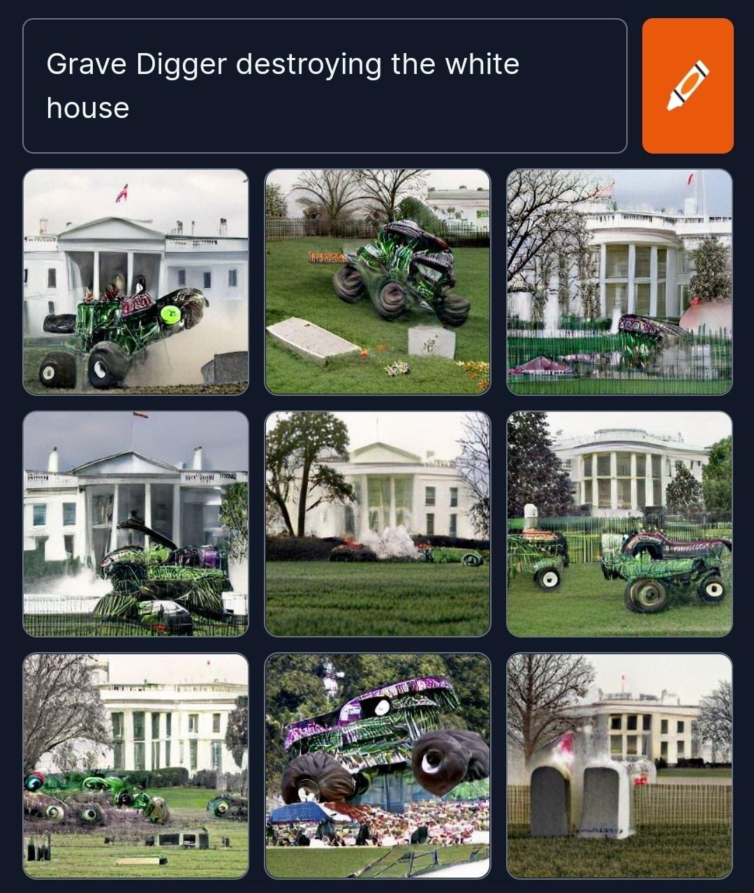 Grave Digger destroying the white 0 house
