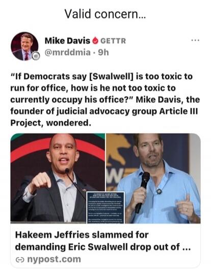 Valid concern... Mike Davis GETTR @mrddmia · 9h 