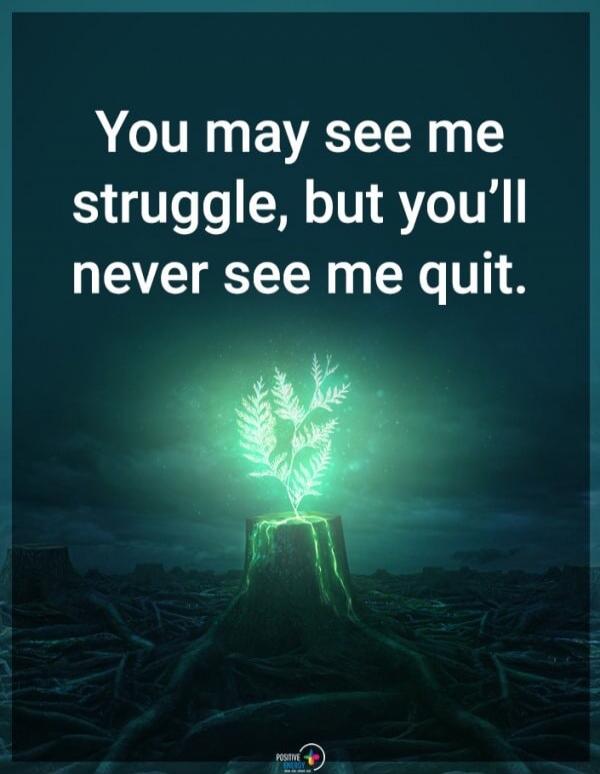 You may see me struggle, but you'll never see me quit.