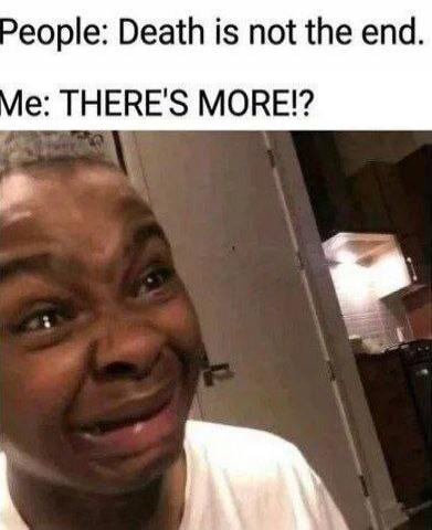 People: Death is not the end. Me: THERE'S MORE!?