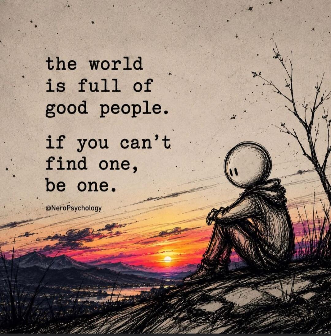 the world is full of good people. if you can't find one, be one. @NeroPsychology
