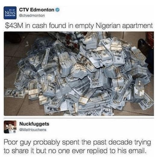 CTV Edmonton Nuckfuggets Gnatochens Poor guy probably spent the past decade trying to share it but no one ever replied to his email