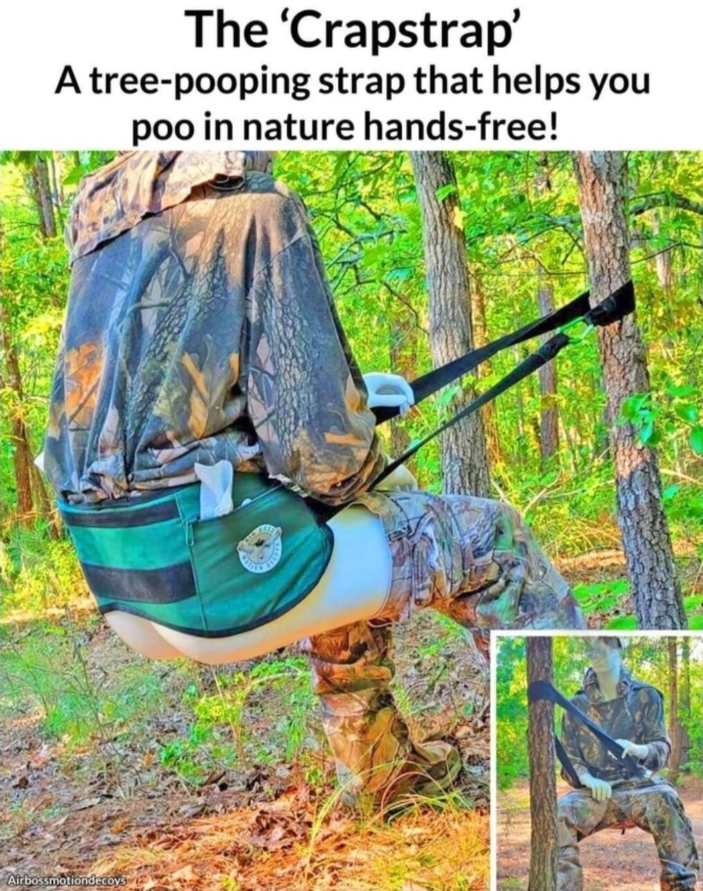 The Crapstrap A tree pooping strap that helps you nature hands free