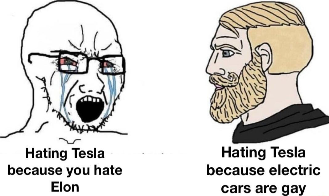 Hating Tesla Hating Tesla because you hate because electric Elon cars are gay