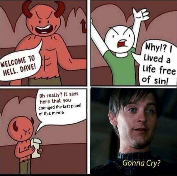 On reatly It savs here that you changed the last panel of this meme Gonna Cry