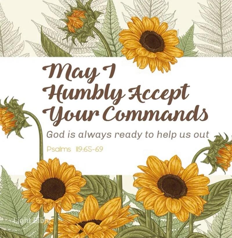May 1 Humbly Accept Your Commands God is always ready to help us out Psalms 119:65-69