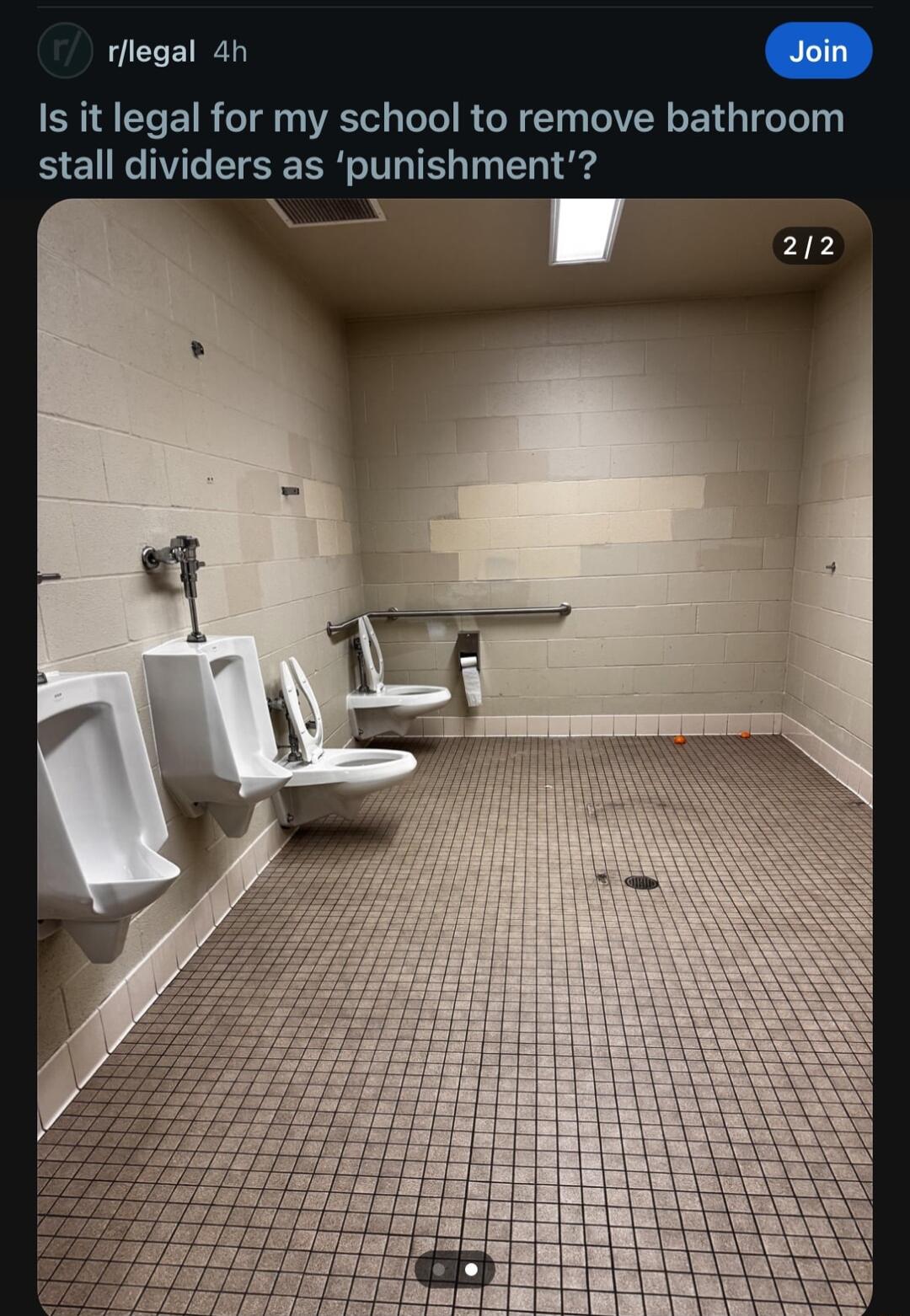 tflegal 4h Join Is it legal for my school to remove bathroom stall dividers as punishment