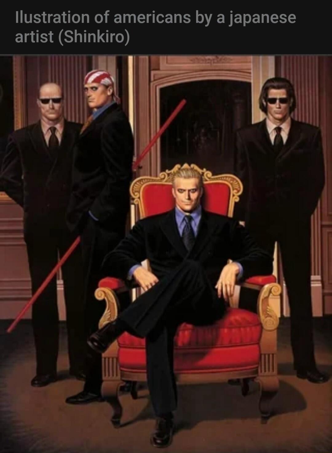 llustration of americans by a japanese artstSh L EF Ny g gum