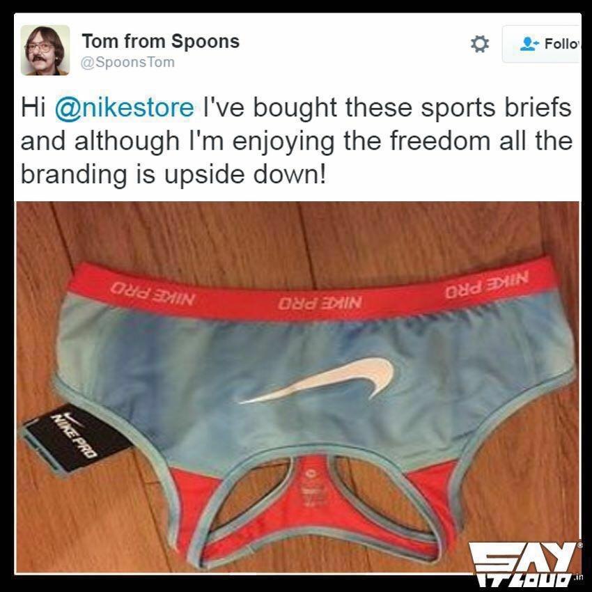 5 Hi nikestore Ive bought these sports briefs and although Im enjoying the freedom all the branding is upside down y o 7 1 d