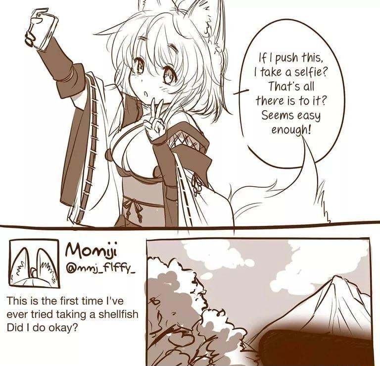 I 1 push this fake a selfie Thats all there is fo it Seems easy enough Thisis the first time Ive ever tried taking a shelfish Did do okay