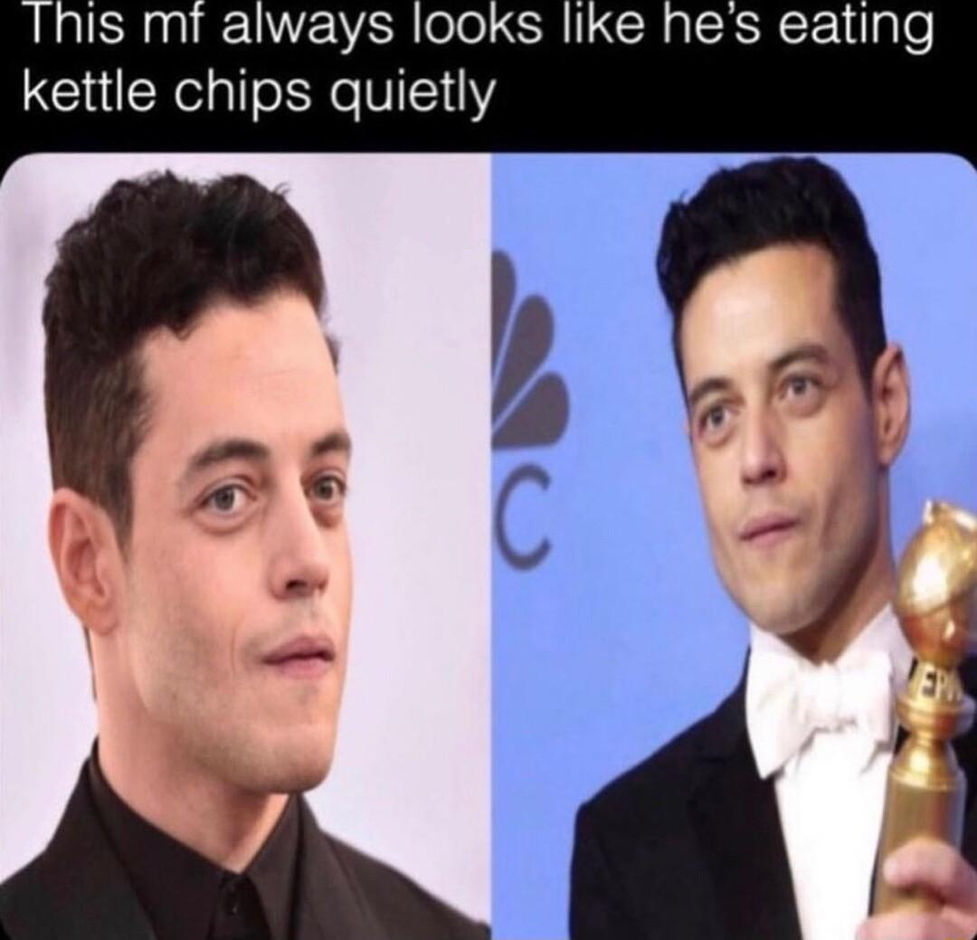 Is mi always looks like hes eating kettle chips quietly