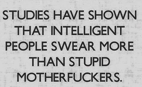 STUDIES HAVE SHOWN THAT INTELLIGENT PEOPLE SWEAR MORE THAN STUPID MOTHERFUCKERS