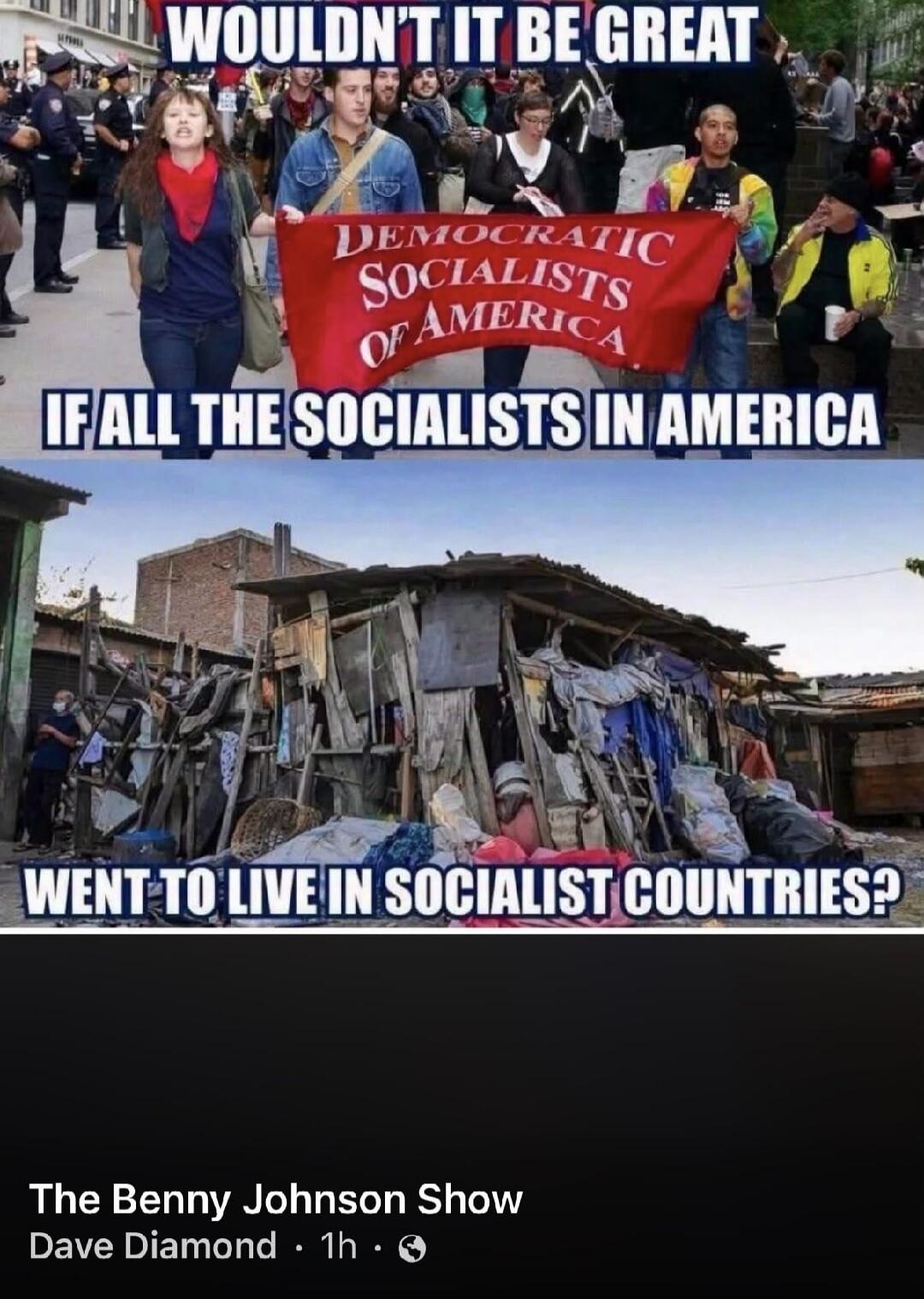 WOULDN'T IT BE GREAT IF ALL THE SOCIALISTS IN AMERICA WENT TO LIVE IN SOCIALIST COUNTRIES? DEMOCRATIC SOCIALISTS OF AMERICA. The Benny Johnson Show. Dave Diamond.
