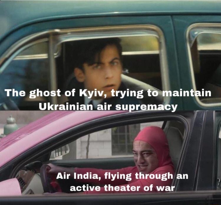 The ghost of Kyiv trying AN Ukrainianair supr _w Air India flying through an EXOER L TELT L RN T