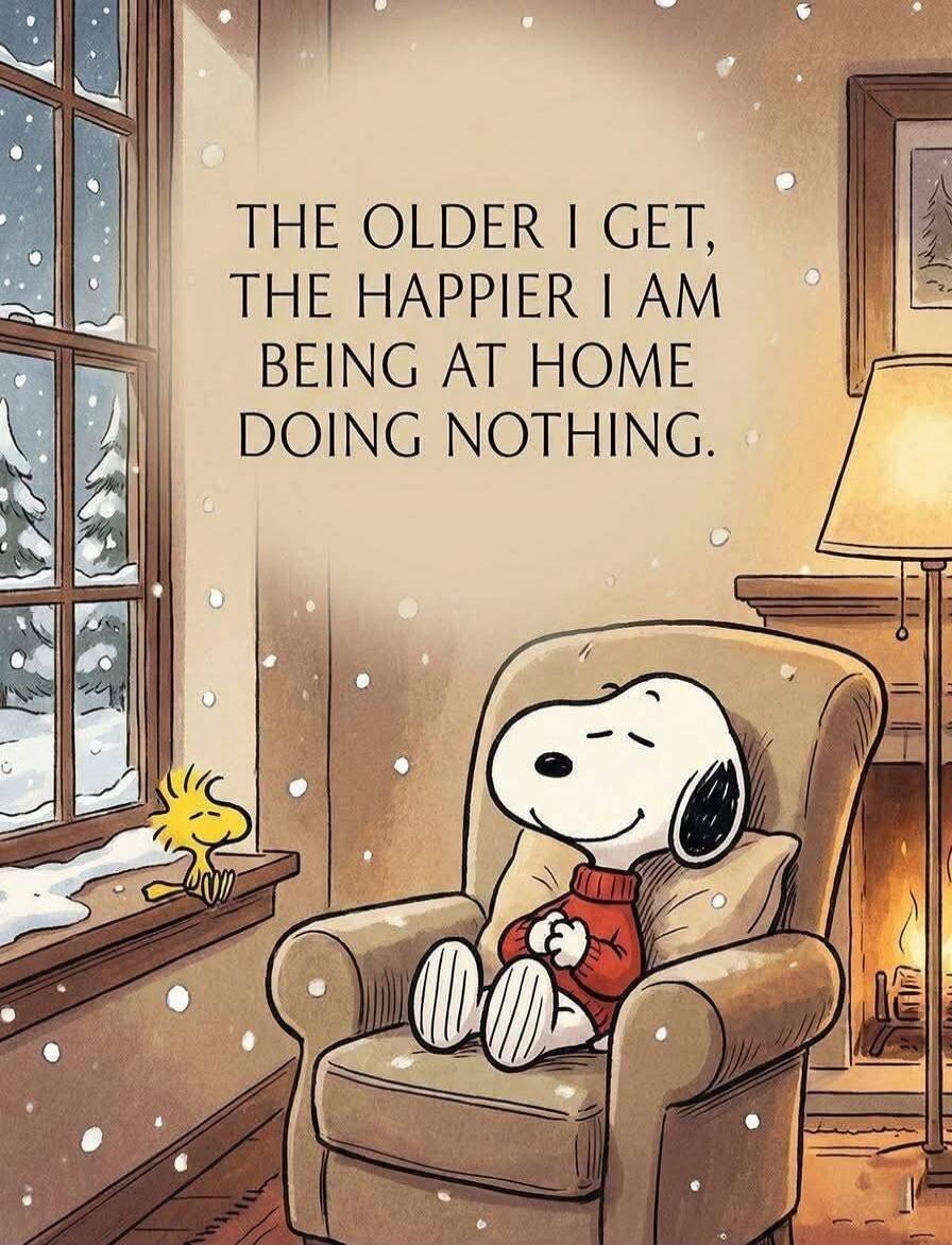 THE OLDER I GET, THE HAPPIER I AM BEING AT HOME DOING NOTHING.