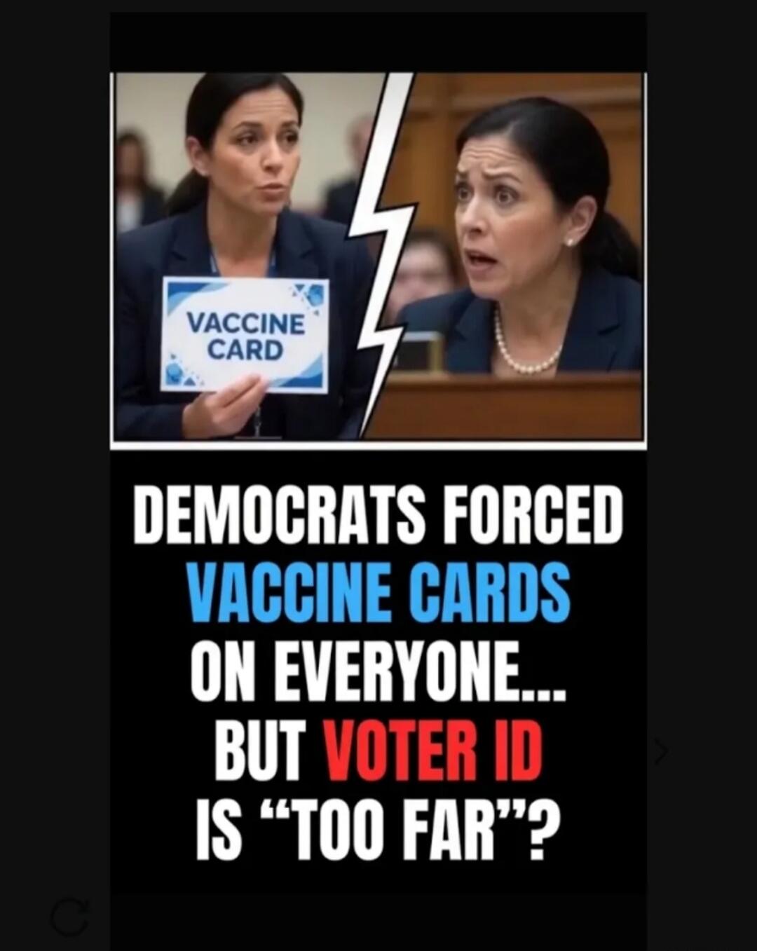 VACCINE CARD DEMOCRATS FORCED VACCINE CARDS ON EVERYONE... BUT VOTER ID IS 
