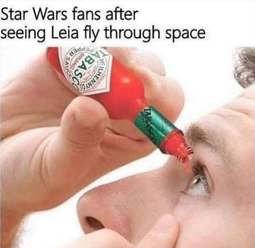 Star Wars fans after seeing Leia y through space