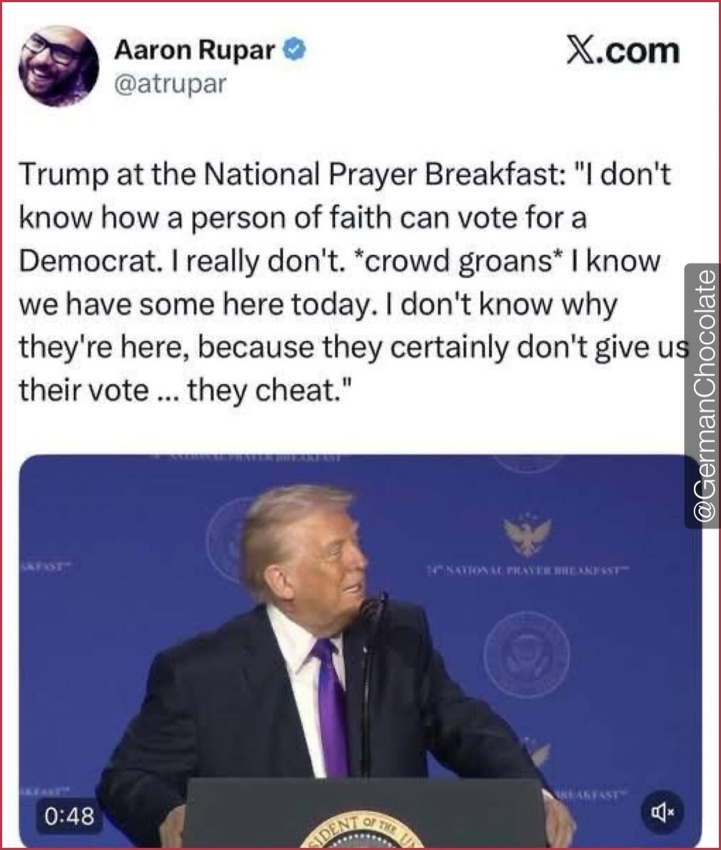 Trump at the National Prayer Breakfast: 