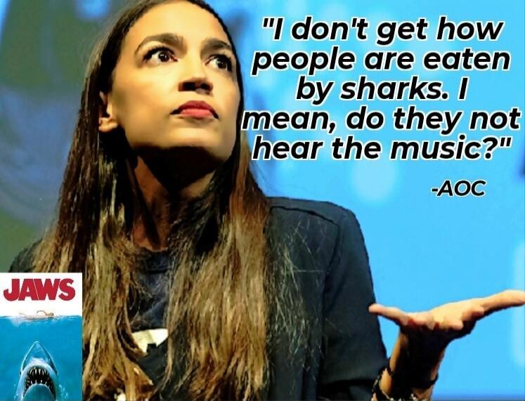 I don't get how people are eaten by sharks. I mean, do they not hear the music? -AOC JAWS