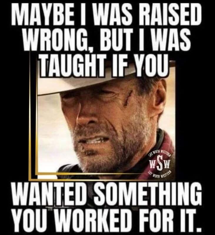 MAYBE I WAS RAISED WRONG, BUT I WAS TAUGHT IF YOU WANTED SOMETHING YOU WORKED FOR IT.