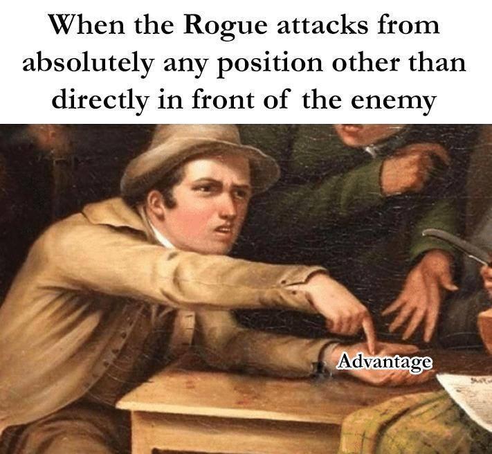 When the Rogue attacks from absolutely any position other than directly in front of the enemy