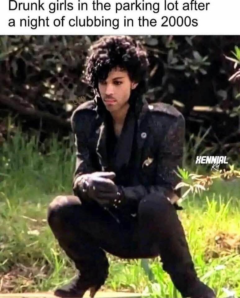 Drunk girls in the parking lot after a night of clubbing in the 2000s