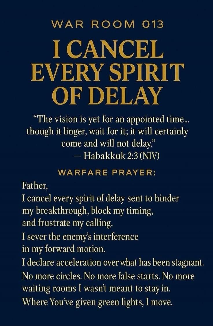 WAR ROOM 013 I CANCEL EVERY SPIRIT OF DELAY 