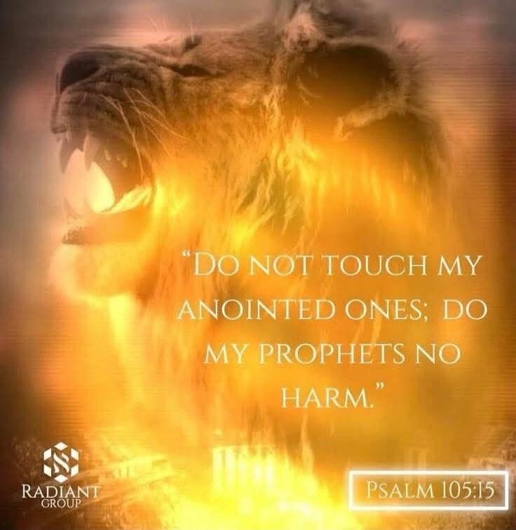 DO NOT TOUCH MY ANOINTED ONES; DO MY PROPHETS NO HARM. PSALM 105:15