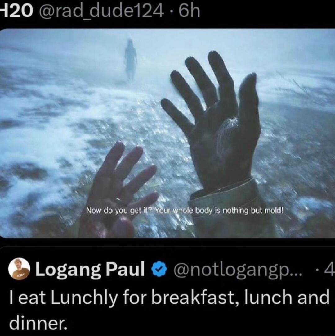 P10 NIFTe o Vle 22BN Logang Paul notlogangp 4 eat Lunchly for breakfast lunch and dinner