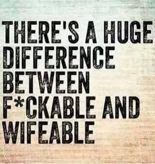 THERE'S A HUGE DIFFERENCE BETWEEN F*CKABLE AND WIFEABLE