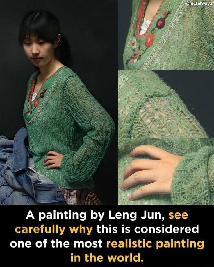 A painting by Leng Jun see LETEV T VAT 3 4 T ER TR e Ty e T T one of the most realistic painting LRGERTIT R