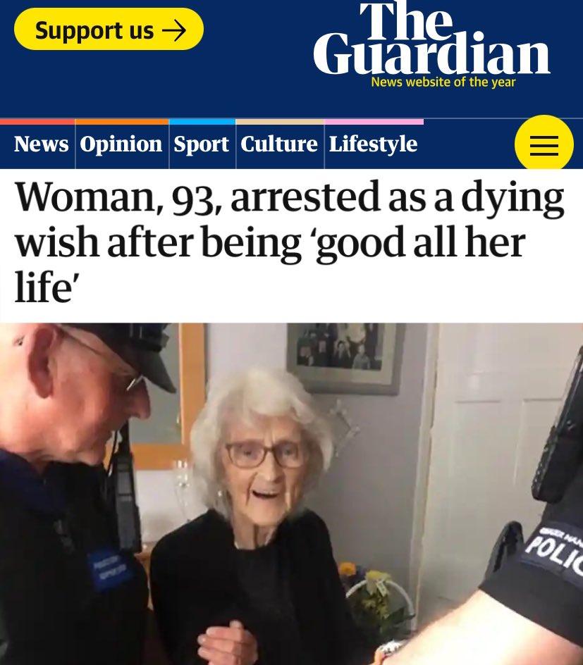 Guardian News Opinion Spon Culture Lileslye Woman 93 arrested as adying wish after being good all her life