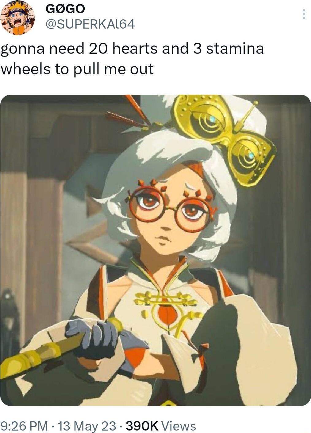 gonna need 20 hearts and 3 stamina wheels to pull me out