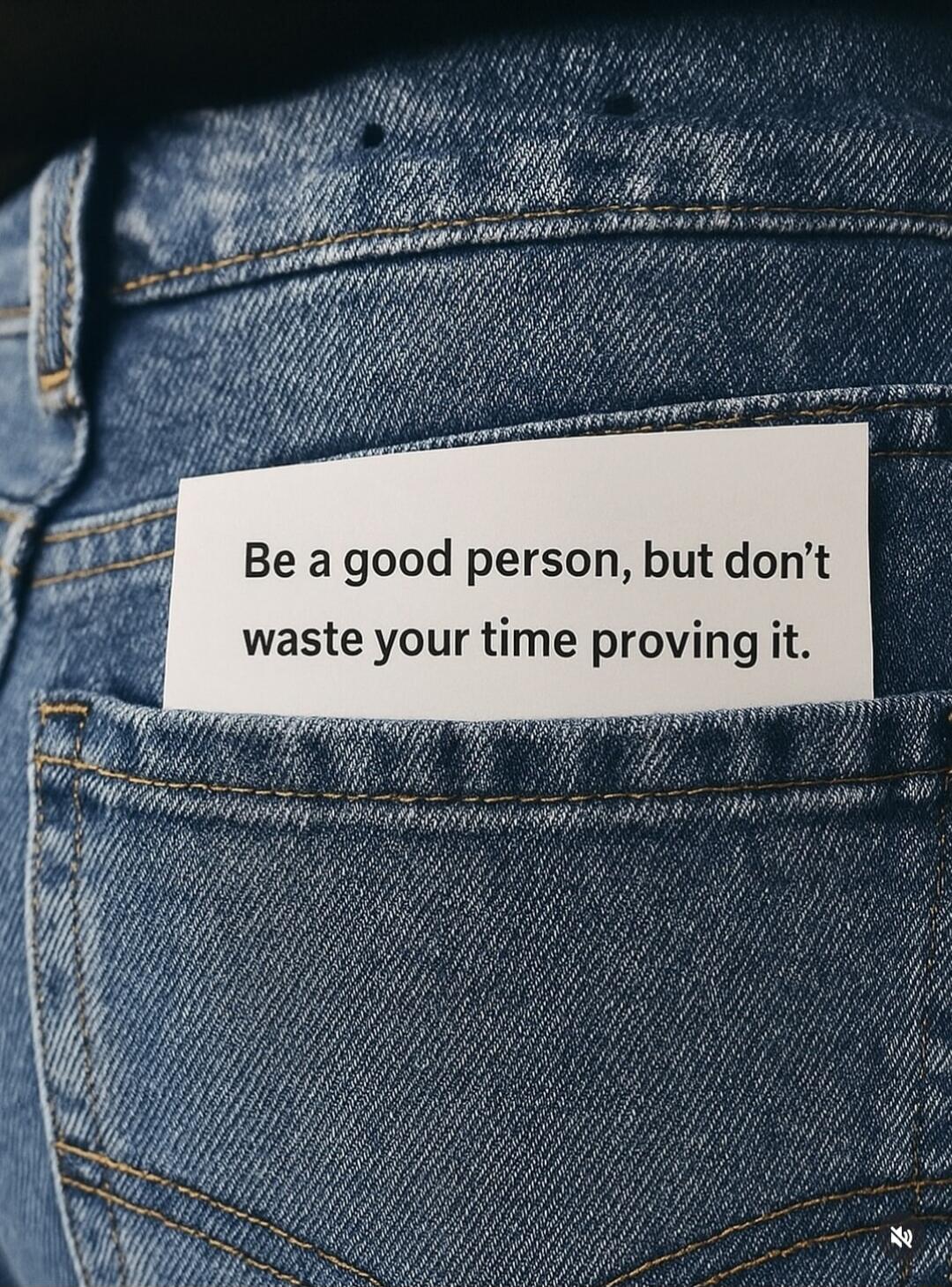 Be a good person, but don’t waste your time proving it.