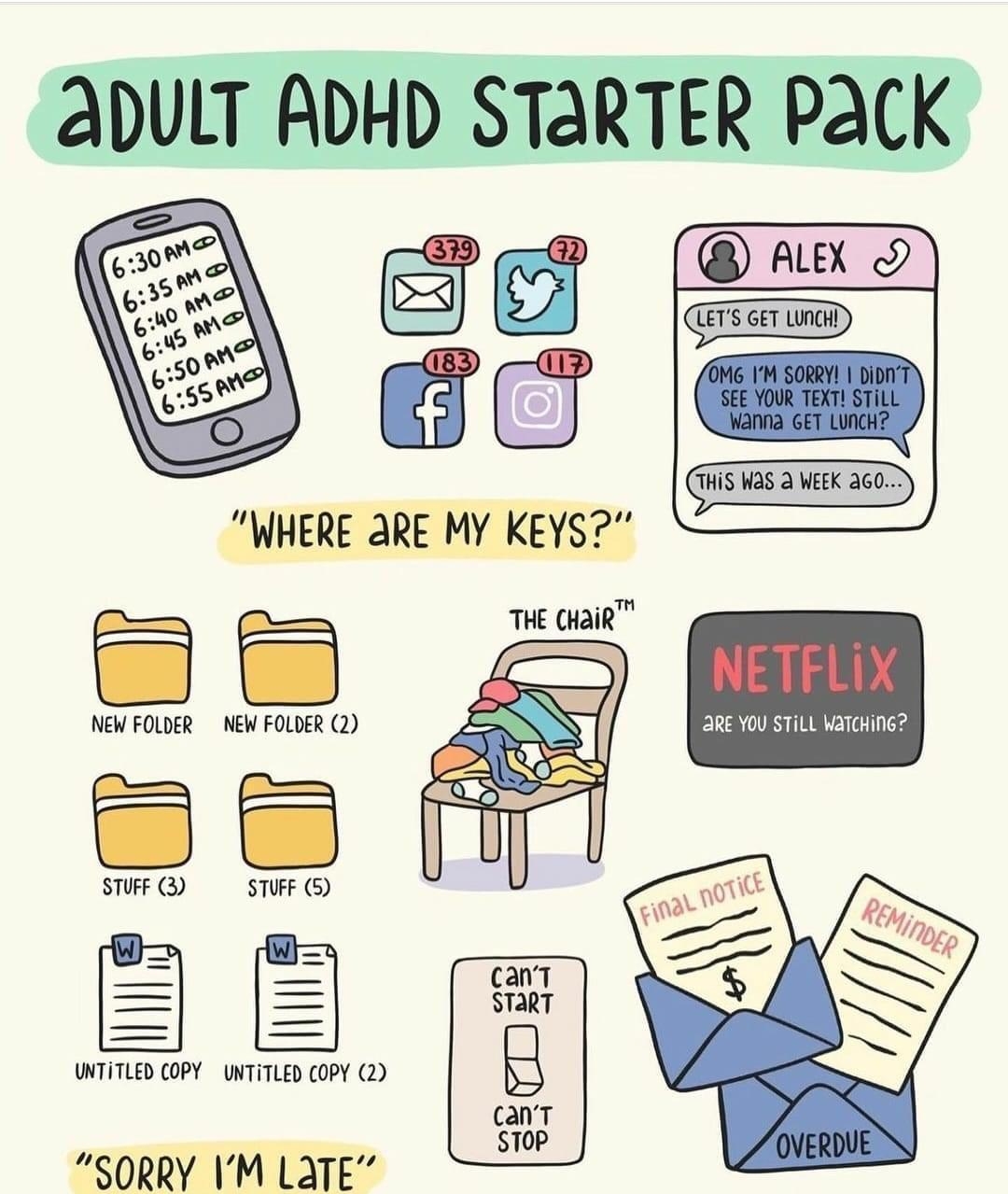 abun ADHD STARTER PACK NOHFODER NN FOLDER Q SHG s E ant mn winE mw wvmsnmw can T SORRY IM LaTE