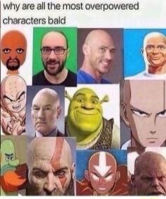 why are all the most overpowered characters bald