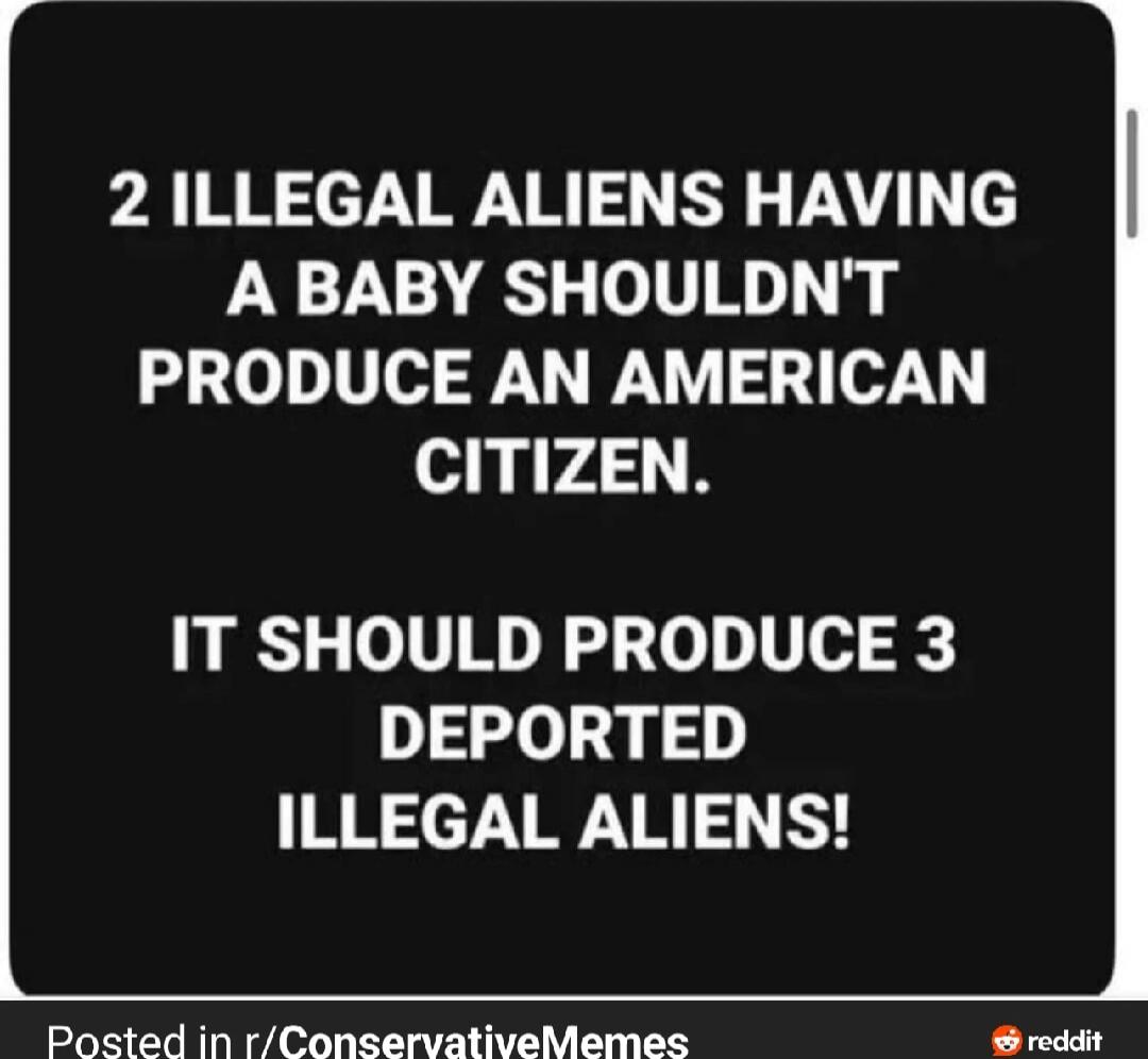 2 ILLEGAL ALIENS HAVING A BABY SHOULDN'T PRODUCE AN AMERICAN CITIZEN. IT SHOULD PRODUCE 3 DEPORTED ILLEGAL ALIENS!
