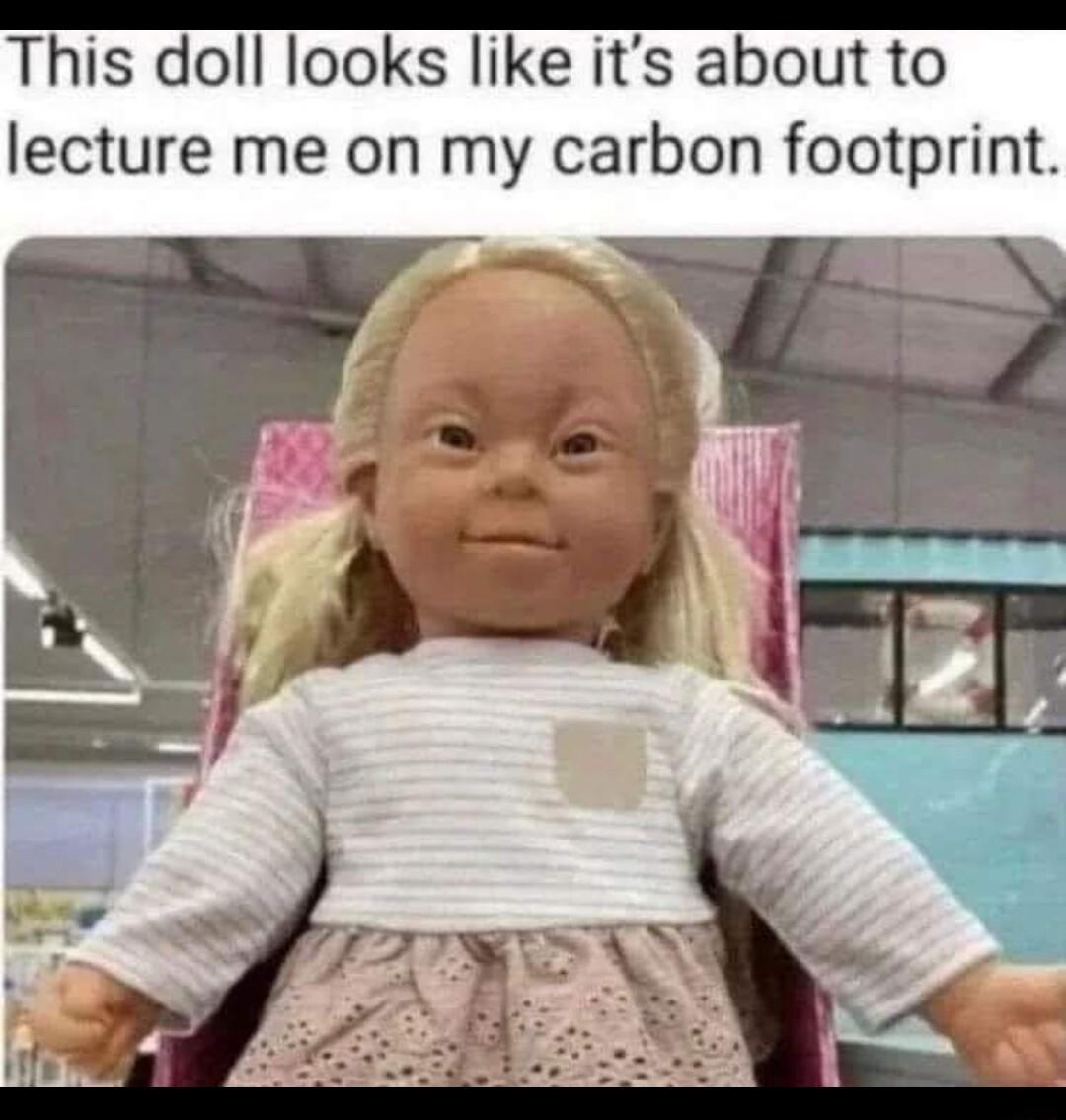This doll looks like its about to lecture me on my carbon footpri